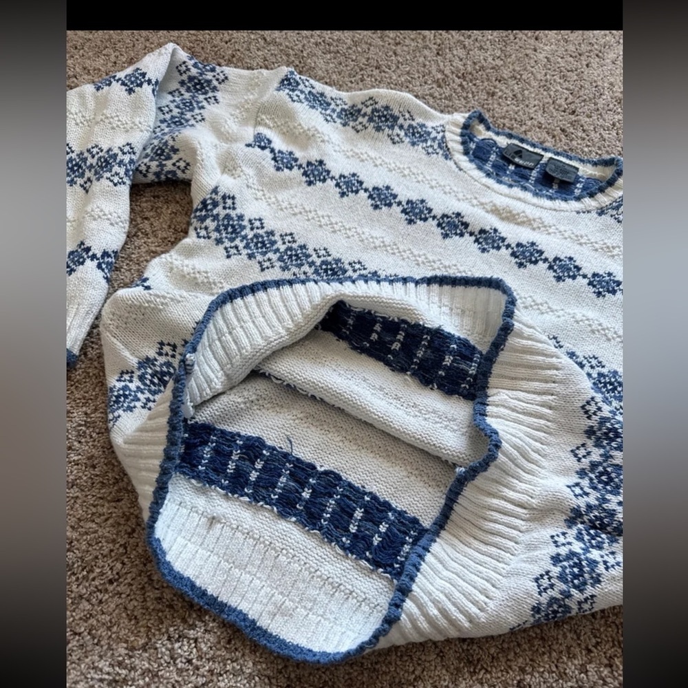 Vintage Liz Wear 100% Cotton Blue/White Sweater size Medium - Picture 11 of 12